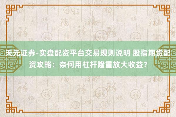 天元证券-实盘配资平台交易规则说明 股指期货配资攻略：奈何用杠杆隆重放大收益？