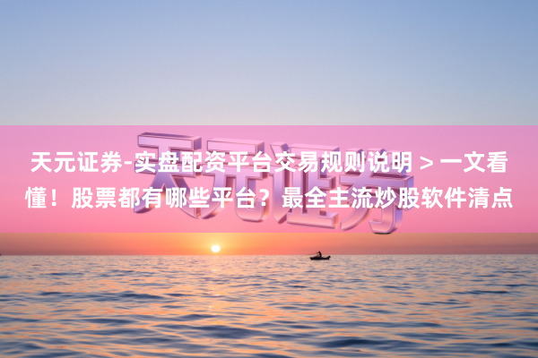 天元证券-实盘配资平台交易规则说明 > 一文看懂！股票都有哪些平台？最全主流炒股软件清点