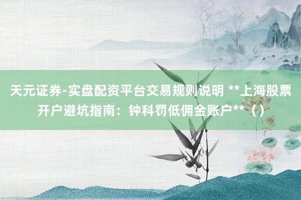 天元证券-实盘配资平台交易规则说明 **上海股票开户避坑指南：钟科罚低佣金账户**（）
