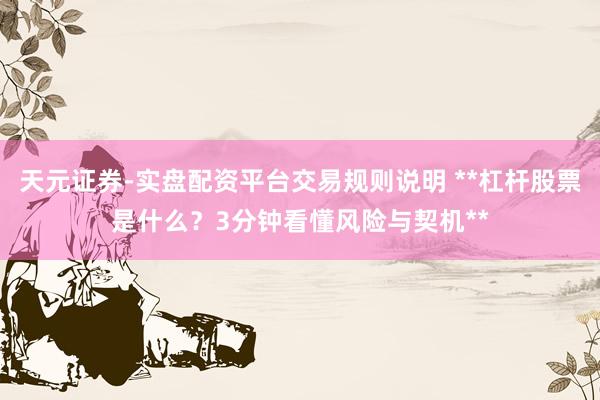天元证券-实盘配资平台交易规则说明 **杠杆股票是什么？3分钟看懂风险与契机**