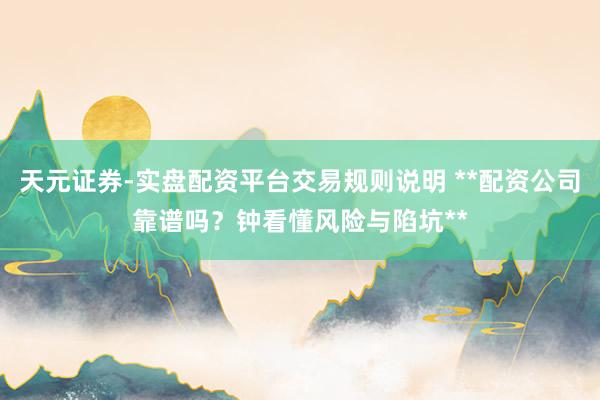 天元证券-实盘配资平台交易规则说明 **配资公司靠谱吗?钟看懂风险与陷坑**
