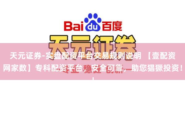 天元证券-实盘配资平台交易规则说明 【壹配资网家数】专科配资平台,安全可靠,助您猖獗投资!
